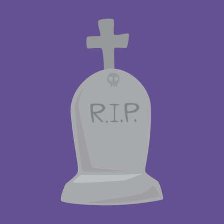 Halloween grave on purple design backdrop, illustration.のイラスト素材