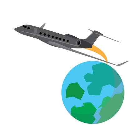 Airplane flying around the globeのイラスト素材
