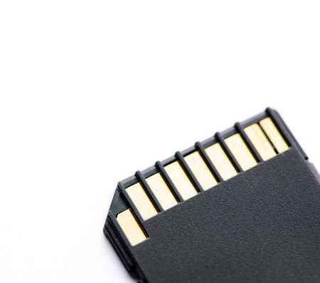 Black memory SD card. Isolated on white background.