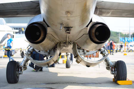 Exhaust of military aircraftの写真素材