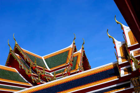 Roof of temple. Wat Pho, Bangkok, Thailandの写真素材