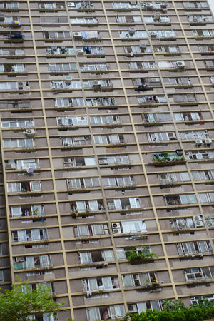 Hong Kong, China - August 15, 2018 : Dense residential building in Hong Kong
