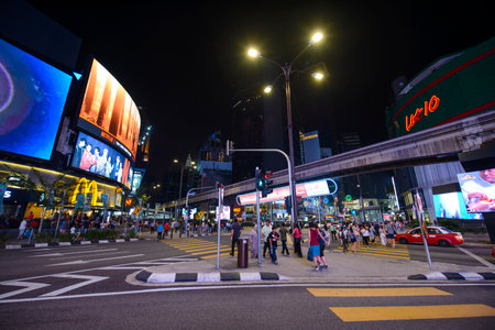 Kuala Lumpur, Malaysia - July 17, 2018 : Bukit Bintang central district at nightのeditorial素材