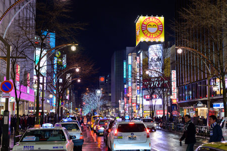 Sapporo, Japan - December 17, 2019 : Susukino is one of the major red light districts in Japanのeditorial素材