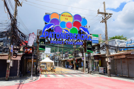 Phuket, Thailand - July 20, 2020 : Empty tourists at Bangla road due to covid-19 pandemicのeditorial素材