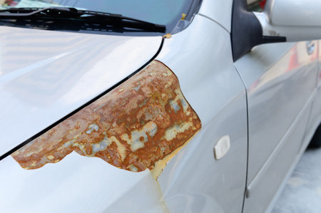 Broken part of car body with rustyの写真素材