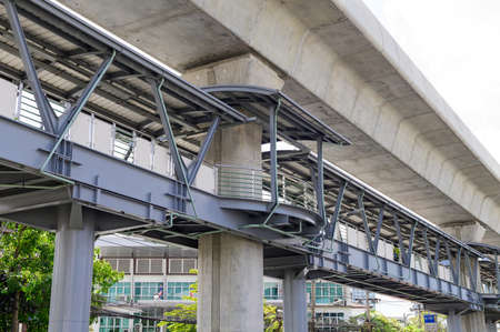 Skywalk bridge on skytrain without people walkingの写真素材