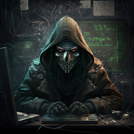 Portrait hacker with anonymous mask