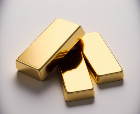 Set of gold bar isolated on white backgroundの写真素材