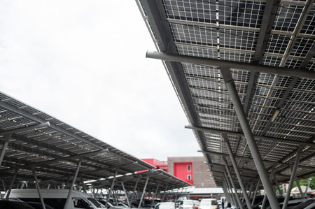 Solar panel installed in parking lot