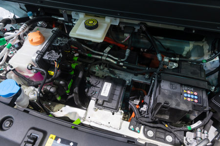 EV engine car motor under hood electric vehicle