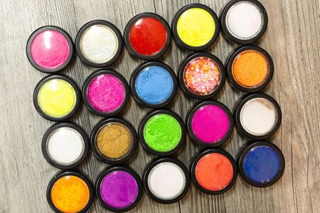 multicolor glitter used for mails art and photographed from aboveの写真素材