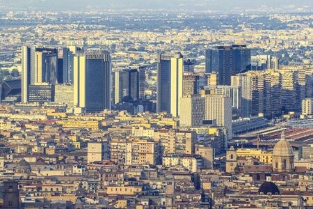 aerial view of the city of Naples finance buildingsの写真素材