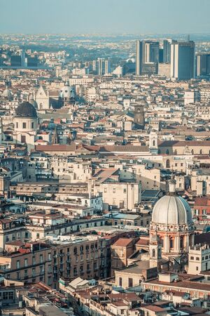 aerial view of the city of Naples with historic and modern buildingsの写真素材
