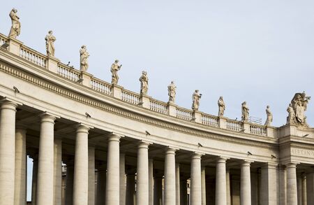 Roma, Italy, 26/11/2019: marble sculptures of the popes of St. Peter's Square in Romeのeditorial素材
