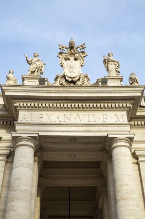 Roma, Italy, 26/11/2019: marble sculptures of the popes of St. Peter's Square in Romeのeditorial素材
