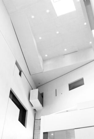 Inside a building with geometric projectionsの写真素材