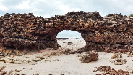 Natural landscape of the coast of Brazil with ancient rockの写真素材