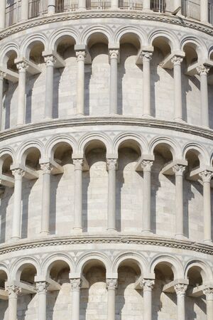 detail of part of the famous leaning tower of pisaの写真素材