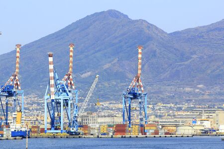 Port of Naples with Iron craneの写真素材