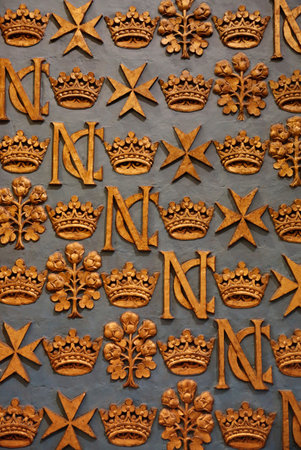 detail of cathedral of Malta, the Ornaments is in Baroque style.