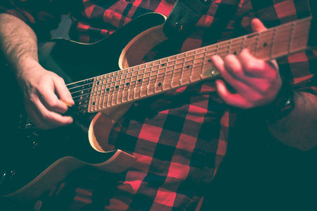 guitarist in action duing a live concert