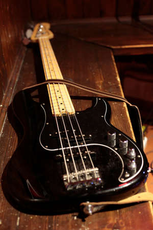 vintage bass instrument used for live concertの写真素材