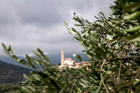 Ancient Ligurian church in the town of Civezzaの写真素材