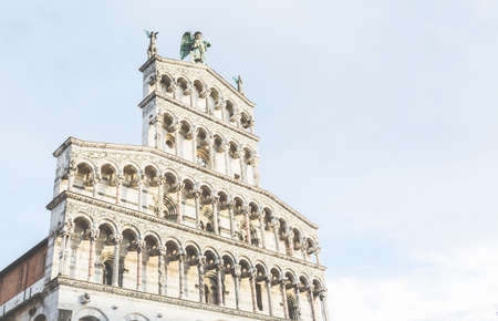 Detail of the Church of San Michele in Foro in the center of the city of Luccaの写真素材