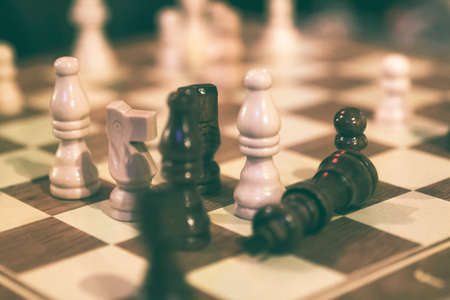 Checkers used during a game of chessの写真素材