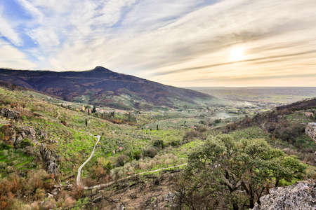 Landscape of the hills of Pisa in Tuscanyの写真素材