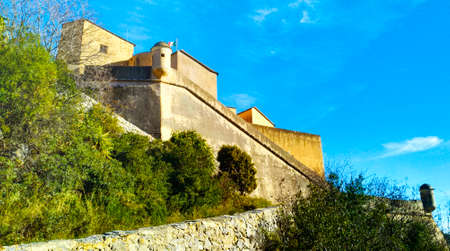 Detail of the ancient castle of San Giovanni in Finale Ligure in Liguria, the castle was built in 1780のeditorial素材
