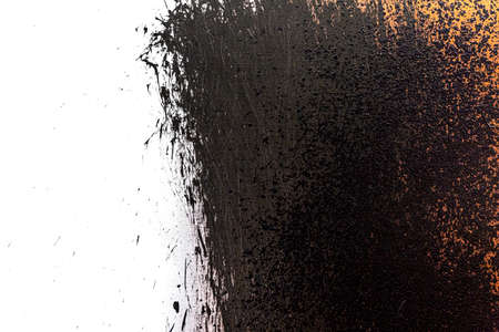 artistic background with white canvas and brushstroke of black paintの写真素材