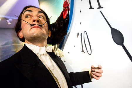 Amsterdam, Holland, 22/03/2019: Wax statue of the famous artist Salvador DalÃ­ exhibited by Madame Tussauds in Amsterdam.のeditorial素材