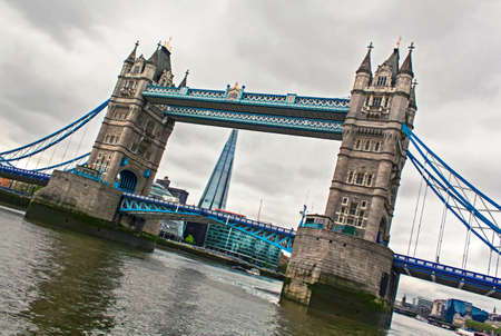 Tower bridge of London with dramatic skyの写真素材
