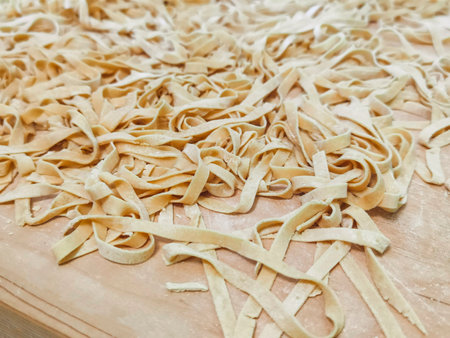 tagliatelle of fresh pasta typical of Italian cuisine, raw foodの写真素材