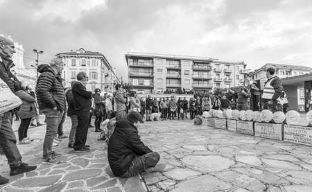 demonstration against the green pass law in Italyのeditorial素材