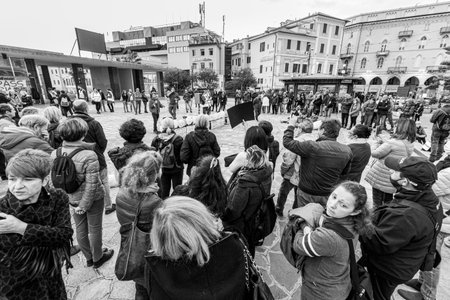 demonstration against the green pass law in Italy