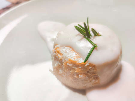 pumpkin flan with gorgonzola Italian foodの写真素材