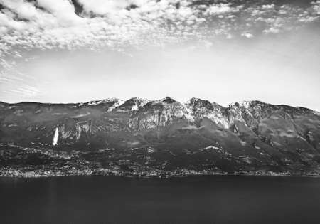 mountains in Switzerland black and whiteの写真素材