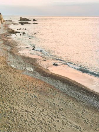 Ligurian Coast of Imperia Oneglia during the winterの写真素材