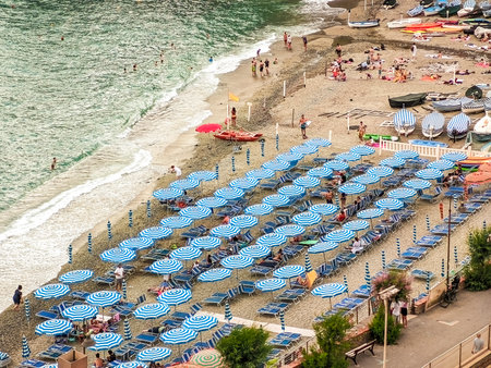 maritime landscape of the village of Monterosso in Liguriaの写真素材