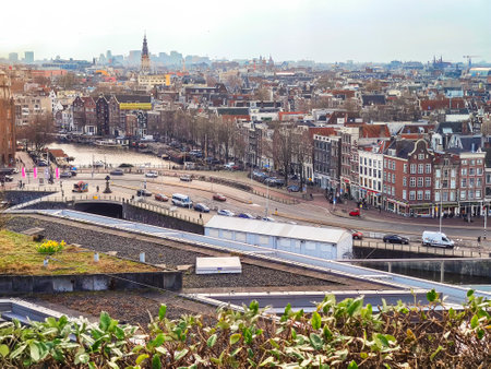 Urban traffic of the city of Amsterdamの写真素材