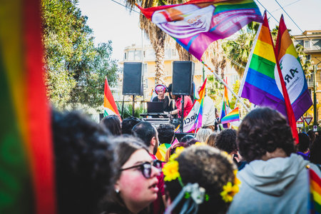 Journalistic reportage of the LGBT pride held in Sanremoのeditorial素材