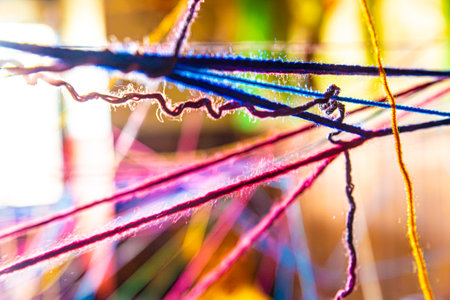 Twisted wool threads in various colorsの写真素材
