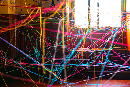 Twisted wool threads in various colorsの写真素材