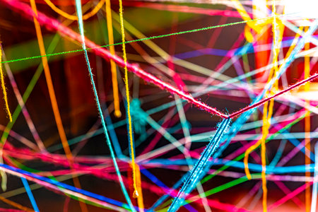 Twisted wool threads in various colorsの写真素材