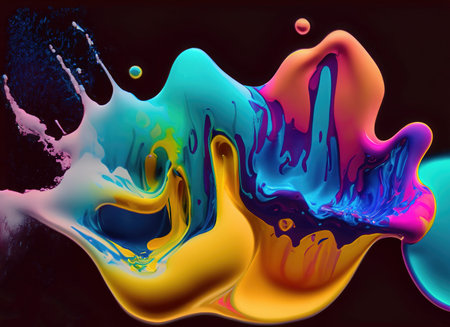 fluid of different colors on a dark background