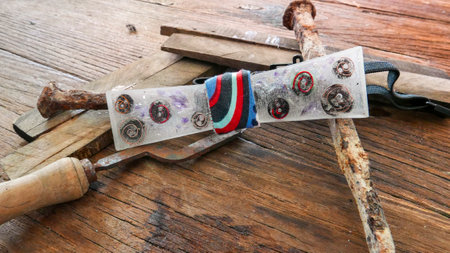 Handmade fashion item, an artistic bow tie made of hypoxic resinの写真素材