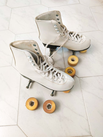 old-fashioned roller skates with removed wheels